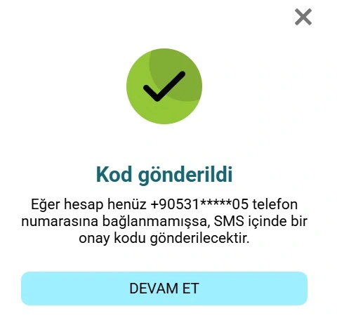 Vippari SMS onay kodu