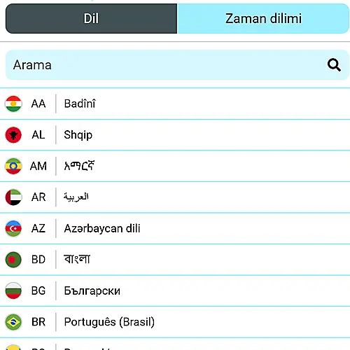 Vippari dil seçimi
