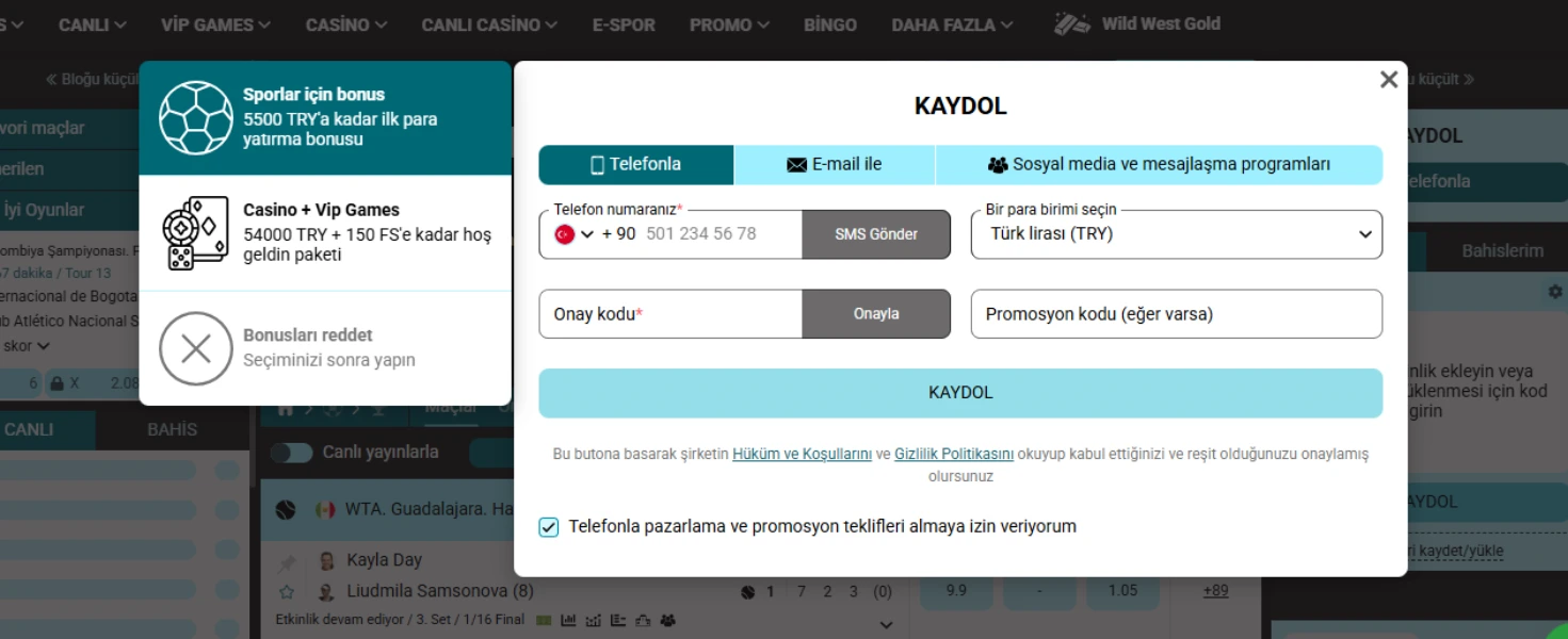 Vippari kayıt formu