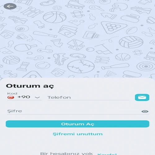 Vippari mobil giriş ekranı